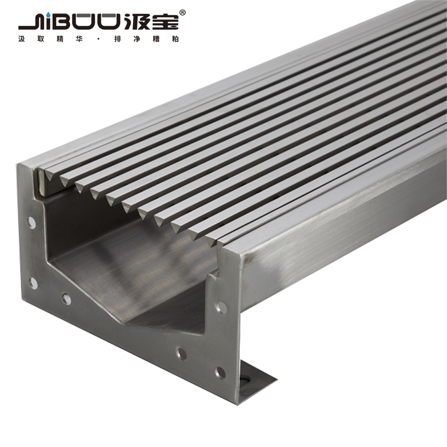 JIBOO corner drainage channel with parallel-bar grating